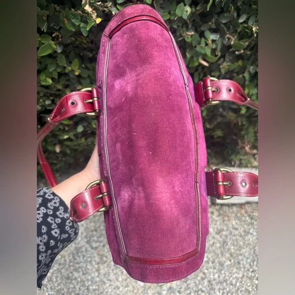 Coach 2004 Soho Magenta Suede Duffle Handbag - RARE COLOR!